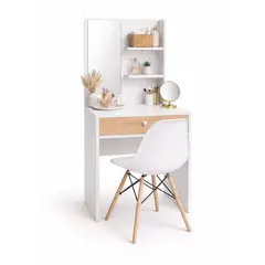 DKO DESIGN - Combo Tocador Tolouse 140x70x40cm Blanco + Silla Blanca