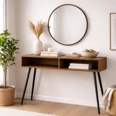 DKO DESIGN - Set Consola 90x100x30cm Recibidor con Espejo Redondo