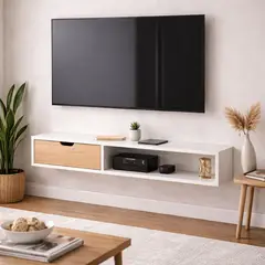 DKO DESIGN - Mesa de Tv 50 Flotante Tolouse 30x120x30cm BlancoMadera