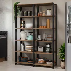 MADESA - Armario Estante Organizador Multiuso con 10 Niveles 118 cm Marrón/Negro