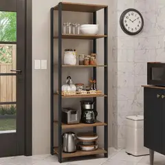 MADESA - Armario Estante Organizador Multiuso con 5 Niveles 59 cm Marrón/Negro