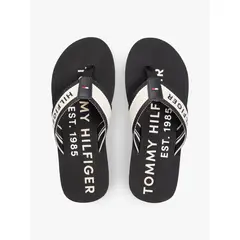 TOMMY HILFIGER - Sandalias negro de tiras de textil trenzado con logo
