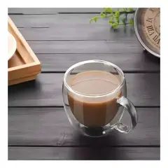 MIELTECH - 6 Tazas Café Doble Pared Borosilicato 150ml Pocillo Mug