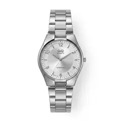 Q&Q - Reloj Plateado Fondo Blanco Q954J205Y Con Numeros Para Hombre Acero + Caja