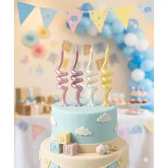 INFANTILES CAJUROMIX - Velas Espiral Color Pastel Para Torta X4 Decorativas