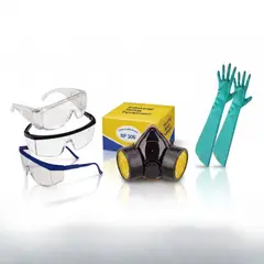 GENERICO - Respirador Doble Filtro Np306 Kit Industrial Con Gafas de Seguridad Y Guantes
