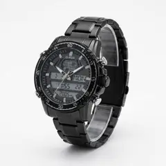 TIME - RELOJ GFOX ORIGINAL ACERO DOBLE HORA 2019 SUMERGIBLE NEGRO