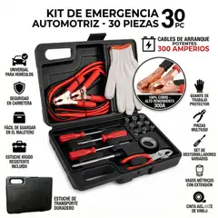 GENERICO - Maletín Kit Herramientas Carro 30 Piezas Con Cables Iniciar - KIT Emergencias en carretera