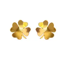 MERAKI - Aretes mujer trebol bañados en oro 24kt - Aretes pequeños - Topos mujer