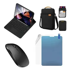 GENERICO - ESTUCHE TECLADO TRACKPAD PARA TABLET SAMSUNG S10/S9/S8/S7 + MOUSE + BOLSO + PAPER LIKE NEGRO