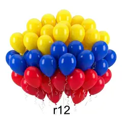 GENERICO - Globo Latex R12 Color Amarillo, Azul y Rojo x 50 Piezas