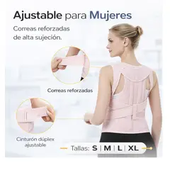 CHINA GLAZE - Corrector De Espalda Para Mujer Ajustable Rosado Soporte Lumbar Talla L
