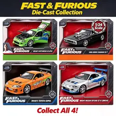 JADA TOYS - Autos Rápidos y furiosos Set X 4 a escala 1:24 + 1 Auto 1:32