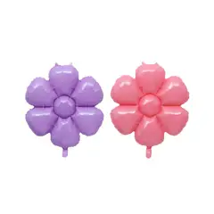 GENERICO - Globo Metalizado Flor Rosada LIla 2 Piezas
