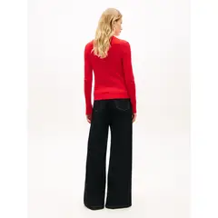 TOMMY HILFIGER - Saco rojo de punto trenzado fino
