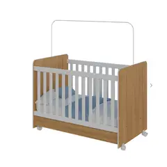 AKIVOY - Cuna + colchon 3 en 1 Mini cama con ruedas color Madera