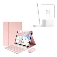 GENERICO - FORRO ESTUCHE TECLADO PARA TABLET XIAOMI REDMI PAD 8 / 8 PRO + MOUSE + LAPIZ PARA TABLET ROSA