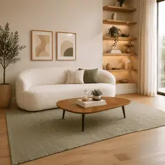 DKO DESIGN - Sala Sofá Boom Blanco Ovejo 72x170x80cm + Mesa Centro Tik Amaretto