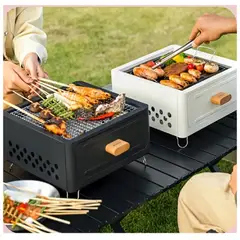 GENERICO - Parrilla Portatil de Carbon Plegable para Camping Picnics con Ventilacion y Cajon Extraible