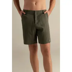 ILOT - Bermuda en lino verde oliva, relaxed fit Ref. BH69V62