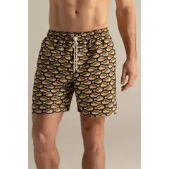 ILOT - Pantaloneta bahía media, con estampado de peces cafés y negros Ref. MH39062