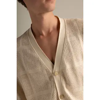 ILOT - Cárdigan tejido en algodón beige, manga larga Ref. SH83B62