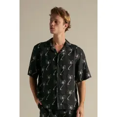 ILOT - Camisa Ibiza en linolyocell con estampado de palmeras Ref. SH87062