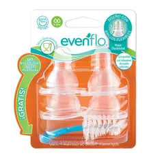 EVENFLO - Mamila Chupo estandar 4 Pack + Escobillón -