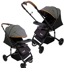 GENERICO - Coche Paseador Bebe Maleta Reversible Bebisso + Cubrepies Gris Oscuro