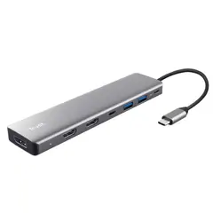 TRUST - Adaptador Dalyx multipuerto 7 en 1 Tipo C (DisplayPort, 2 HDMI , 1 tipo c, 2 USB A)