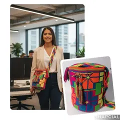 GENERICO - Mochila Wayuu Original Multicolor Diseño