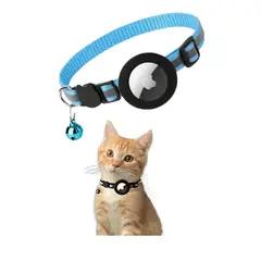 GENERAL - Collar Airtag Con Campana Reflectora Para Perros Y Gatos, Color Azul