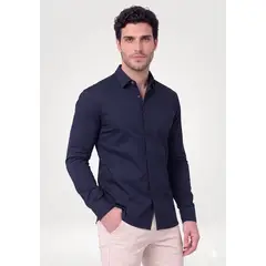 JON SONEN - Camisa Manga Larga con Pliegues en Algodón para Hombre