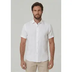 JON SONEN - Camisa Manga Corta Lino Tencel