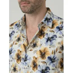 JON SONEN - Camisa mc Lino estampado de flores