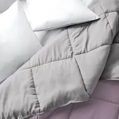 GENERICO - Colcha Comforter Doble Palo de Rosa - Gris Plata Bicolor