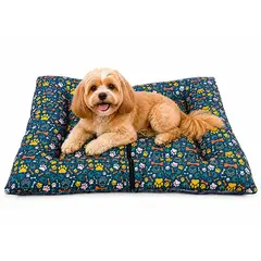 OEM - Cama Mediana Perro Doble faz Antirrasguños Lavable Antiestrés 70x53 Cm Multicolor