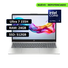 HP - Portatil 15 Core Ultra 7-155H RAM 24GB DDR5 SSD 512GB FHD 15.6