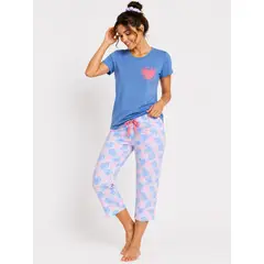 EMPIJAMADAS - Pijama Mujer Pantalon Capri y Camisa Manga Corta