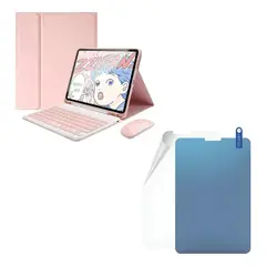 GENERICO - ESTUCHE TECLADO PARA TABLET SAMSUNG S10S9S8S7 + MOUSE + PAPER LIKE PARA TABLET ROSA