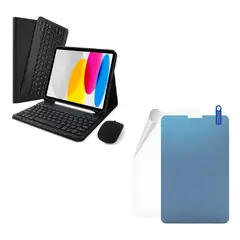 GENERICO - ESTUCHE TECLADO PARA TABLET SAMSUNG S10S9S8S7 + MOUSE + PAPER LIKE PARA TABLET NEGRO