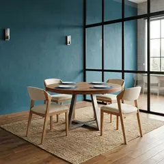 22 GRADOS DECORACION - Juego de comedor Estopa+ 4 sillas Roble macizo