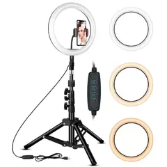 COLME TECHNOLOGY HOME - Aro De Luz Led Regulable 26cm Soporte Para Móvil, Cámaras + Trípode