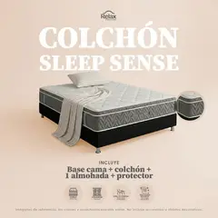 COLCHONES RELAX - Colchón Relax +Base Semidoble Resortado Semifirme 120x190x35cm +1 Almohada +1 Protector Sleep Sense