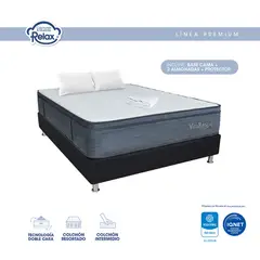 COLCHONES RELAX - Colchón con Base Cama Dividida King VitaRest 200x200x28cm Resortado Pillow Top Firmeza Intermedia