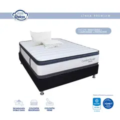 COLCHONES RELAX - Colchón con Base Cama Sencillo Confort Plus 100x190x26cm Espumado Pillow Top Extra Firme + 1 Almohada + 1 Protector