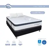 COLCHONES RELAX - Colchón con Base Cama Queen Confort Plus 160x190x26cm Espumado Pillow Top Extra Firme + 2 Almohadas + 1 Protector