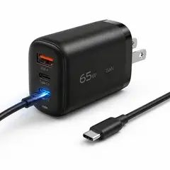 BESTCOM - ADAPTADOR 3 PUERTOS CARGA RAPIDA GaN 65W+CABLE USB-C/C 1 MT