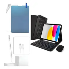 GENERICO - ESTUCHE TECLADO PARA TABLET SAMSUNG S10S9S8S7 + MOUSE + PAPER LIKE + LAPIZ PARA TABLET NEGRO