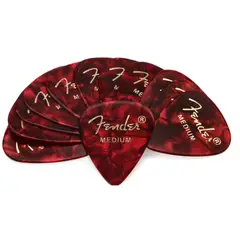 FENDER - Picks En Celuloide Medios 12 Und Rojo Nacarado